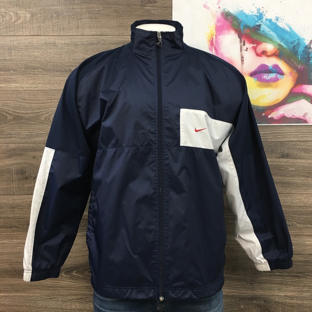 Vintage Nike Y2K Windbreaker Jacket Men's Large Full Zip Athletic Track Jacket